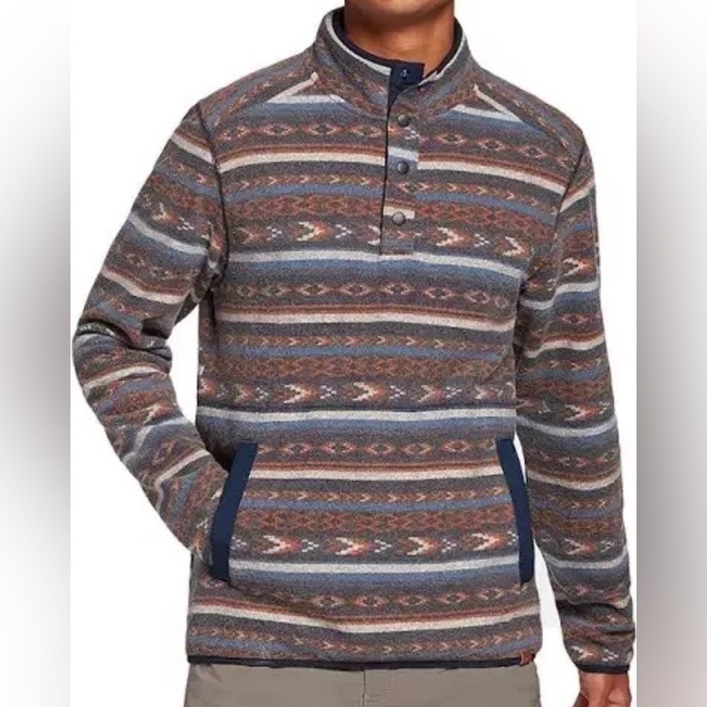 Alpine Design Men’s Blue Aztec Fleece Print 1/4 Zip Pullover size Large NWT
